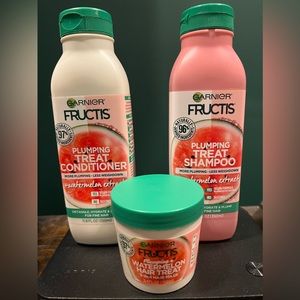 Set of Garnier Fructis Watermelon Plumping Treat Shampoo, Conditioner, and Mask!